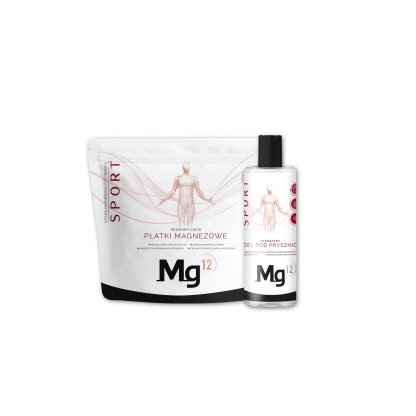 Zestaw: Płatki magnezowe Mg12 SPORT 1kg + Żel pod prysznic z magnezem Mg12 SPORT