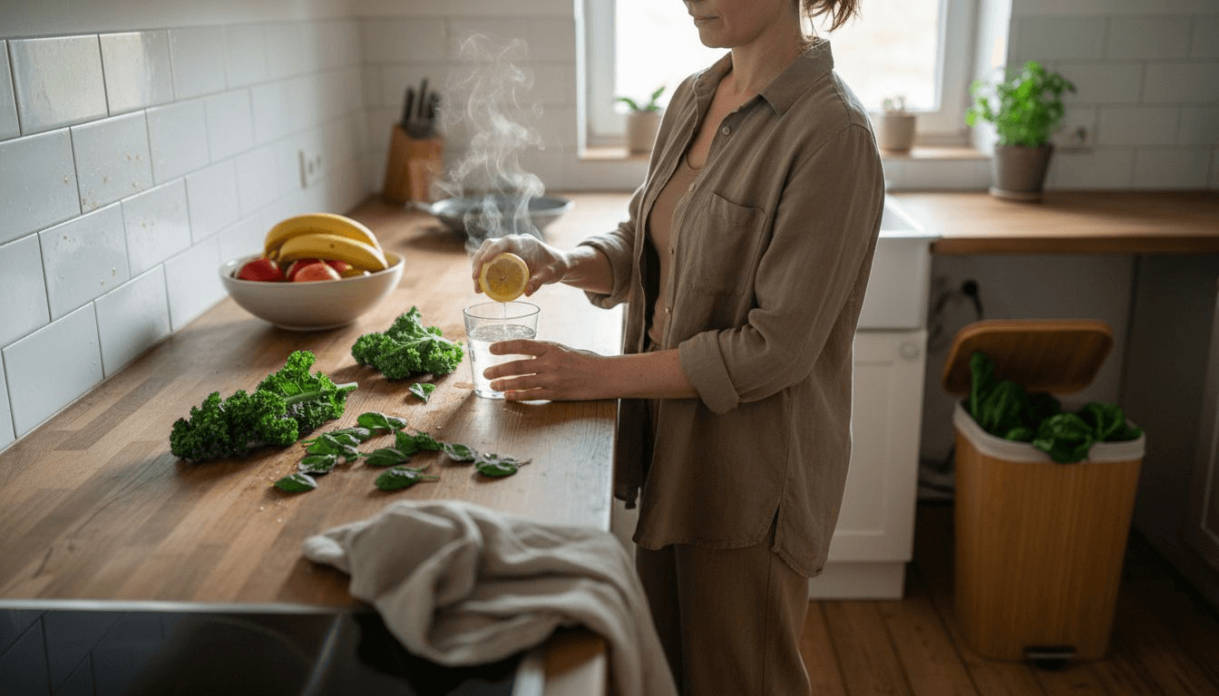 Poranna rutyna oczyszczająca w domowej kuchni